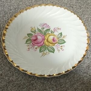 Floral Gold-Trimmed Porcelain Plate